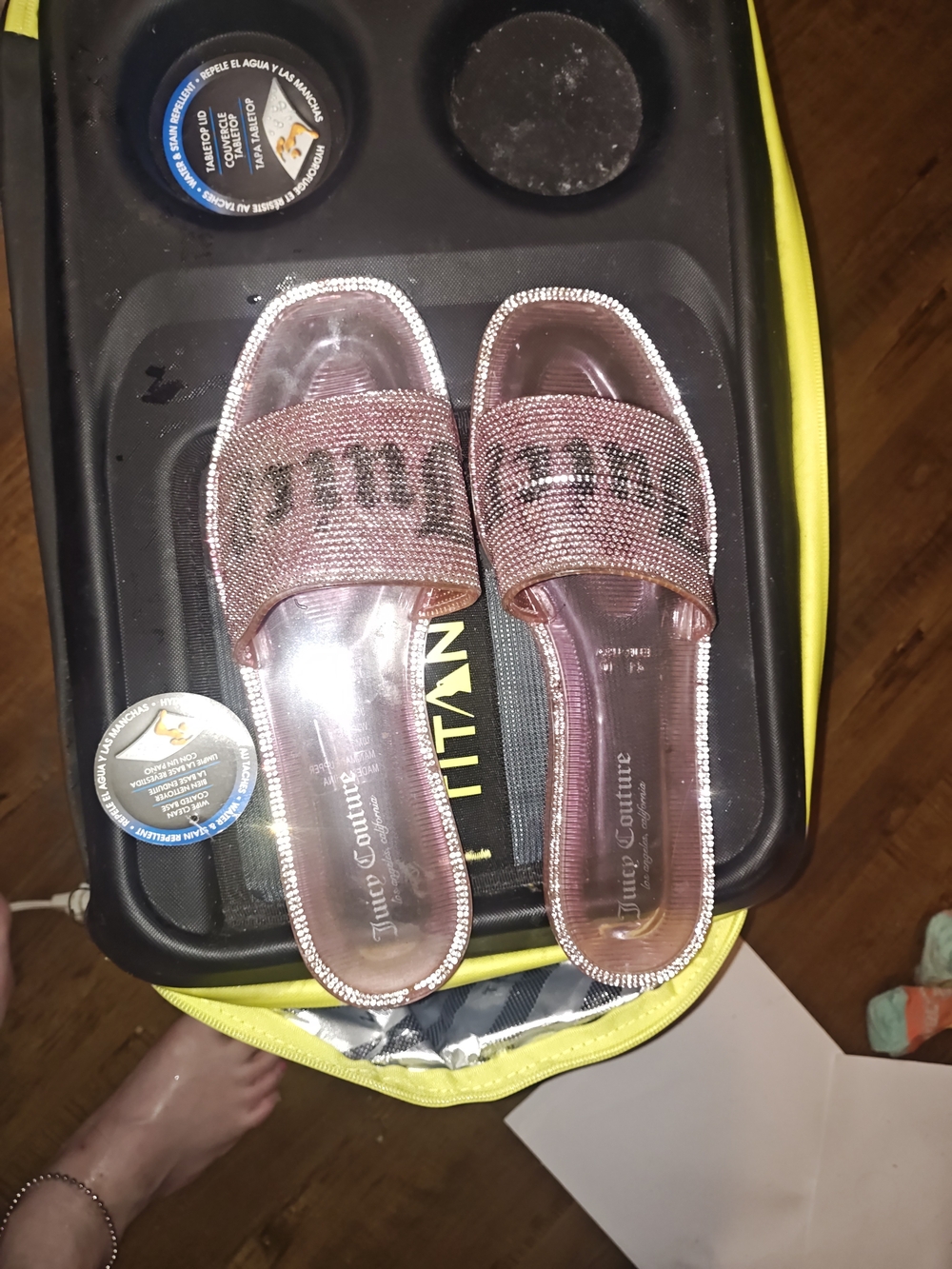 Juicy Couture Rose Crystal Embellished Slide Mules